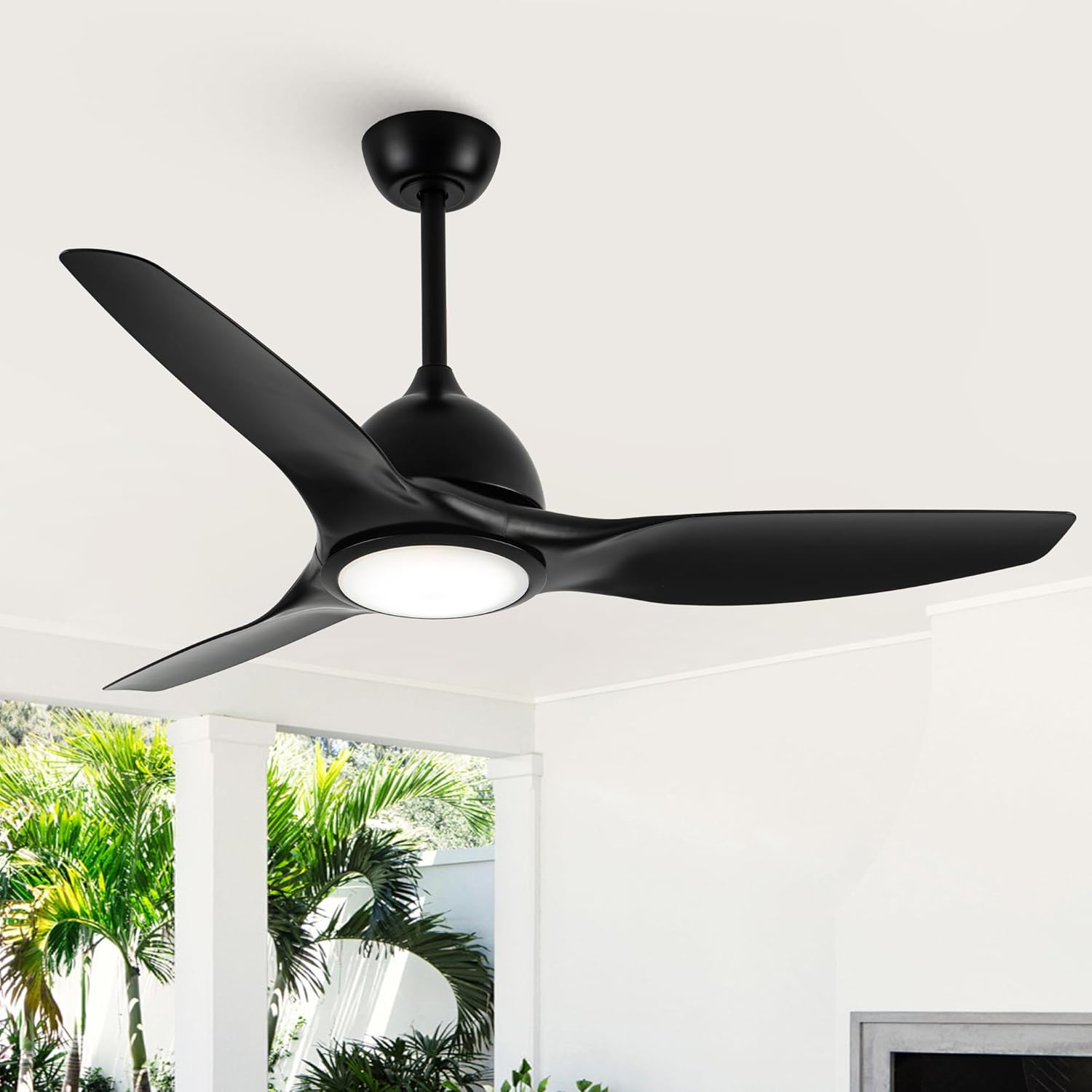 52 Inch Crystal Ceiling Fan With Lights & Remote - Farmhouse Retro Black Fandelier, Quiet Copper Motor, For Living Room, Bedroom, Office