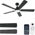 thumbnail image 1 of Ceiling Fans with Lights, 52 Inch Low Profile Flush Mount Ceiling Fan with Light and Remote Control, DC Reversible Motor, Noiseless, Dimmable,Black 6 Speeds Ceiling Fan for Bedroom, 1 of 8