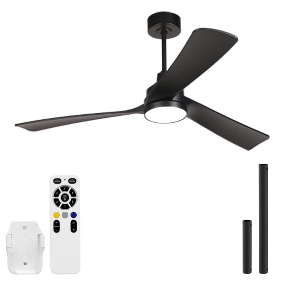 52 Inch Ceiling Fans with Lights, Quiet 3CCT Modern LED Ceiling Fans with Remote for Bedroom, Living Room, Kitchen, 6 Speeds, Reversible DC Motor, Timer, Memory, Black