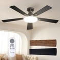 thumbnail image 1 of Ceiling Fans with Lights, 52 inch Flush Mount Ceiling fan with Remote Control, Low Profile Ceiling Fan for Bedroom, Farmhouse, Reversible, 3CCT, Dimmable, Noiseless DC Motor, Black, 1 of 9