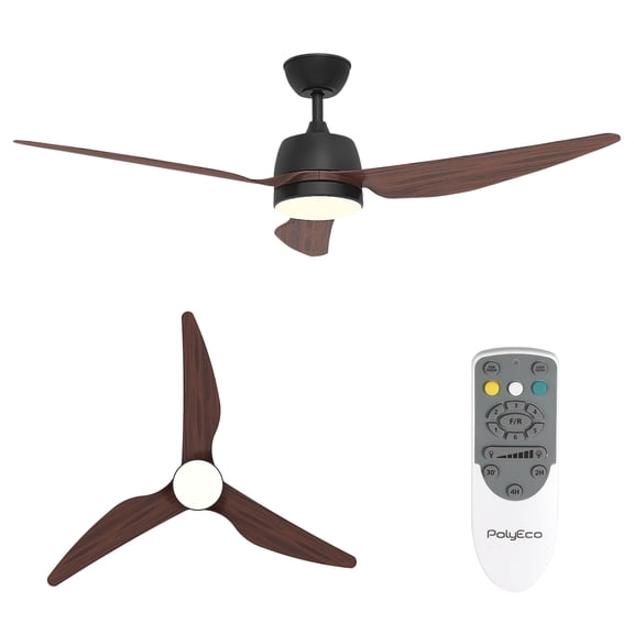 Ceiling Fans with Lights, 56 inch Ceiling Fan with Light and Remote Control, Flush Mount, 3CCT, Dimmable, Quiet Reversible Motor, Black Ceiling Fan for Bedroom Indoor/Outdoor Use