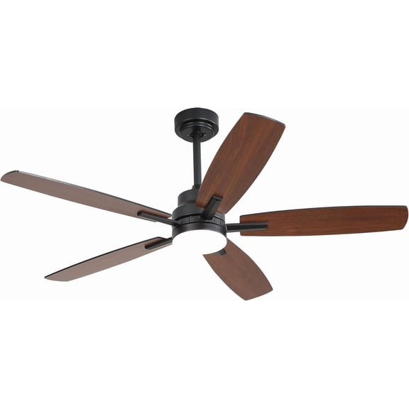 Ceiling Fans with Lights and Remote - 52 Inch Flush Mount Ceiling Fan with Noiseless Reversible DC Motor Timer LED Ceiling Fan for Bedroom Living Room Dining Room，Black