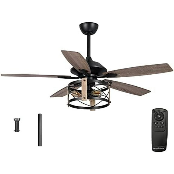 Ceiling Fans with Lights and Remote Farmhouse Ceiling Fan with Light 52 Inch Black Outdoor Ceiling Fans for Patios Covered, Reversible Motor$$Tools & Hardware Other