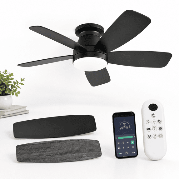 Ceiling Fans With Lights 42 Inch Low Profile Fan Light And Remote/app ...