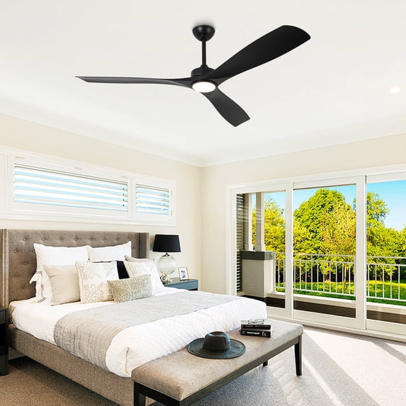Whose Lamp 60-Inch Matte Black Industrial Ceiling Fan with Integrated LED Light and Remote Control