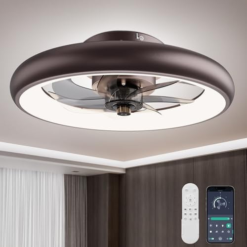 Ceiling Fans with Lights, 20" Flush Mount Ceiling Fan for Bedroom/Living Room/Kitchen, Dimmable LED Light, 6 Speeds$$Tools & Hardware Other