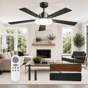 Ceiling Fans with Lights, 52" 5-Blade Downrod Mount, Remote Control, Reversible DC Motor, 6-Speed, Dimmable 3CCT LED, Black