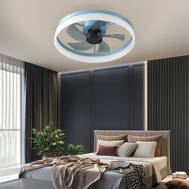 Ceiling Fans with Lights, Dimmable Flush Mount Fan Light, 6 Speeds, Modern Ceiling Fan with Remote Control for Bedroom