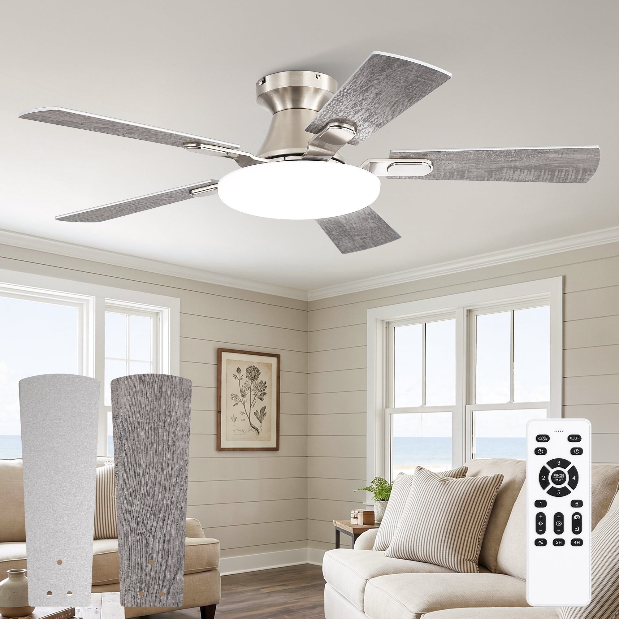 52 Inch Tropical Ceiling Fan with Light and Remote – Palm Leaf
