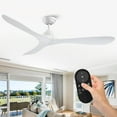 thumbnail image 1 of Ceiling Fans without Lights 56 Inch White Ceiling Fan No Light for Bedroom Living Room, Low Profile Outdoor Ceiling Fans for Patios, Remote Control, Reversible 3 Blades, Ventilador de Techo, 1 of 9