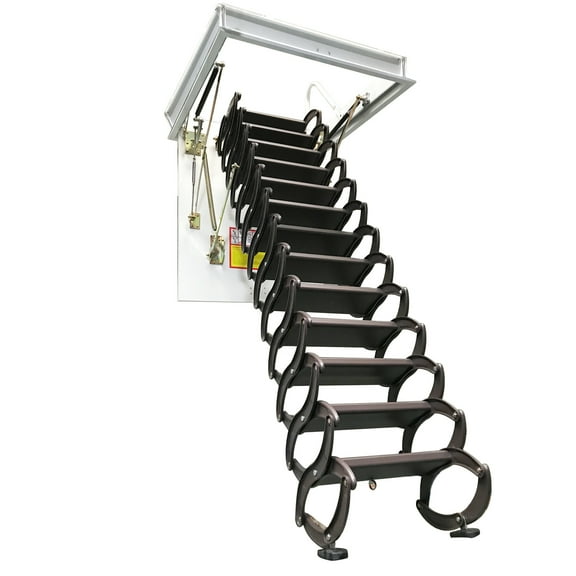 Ceiling Folding Loft Ladder Attic Extension Stairs Chocolate Al-Mag Alloy 10.5ft Height 13 Steps 31.5"x39.37" Frame Size