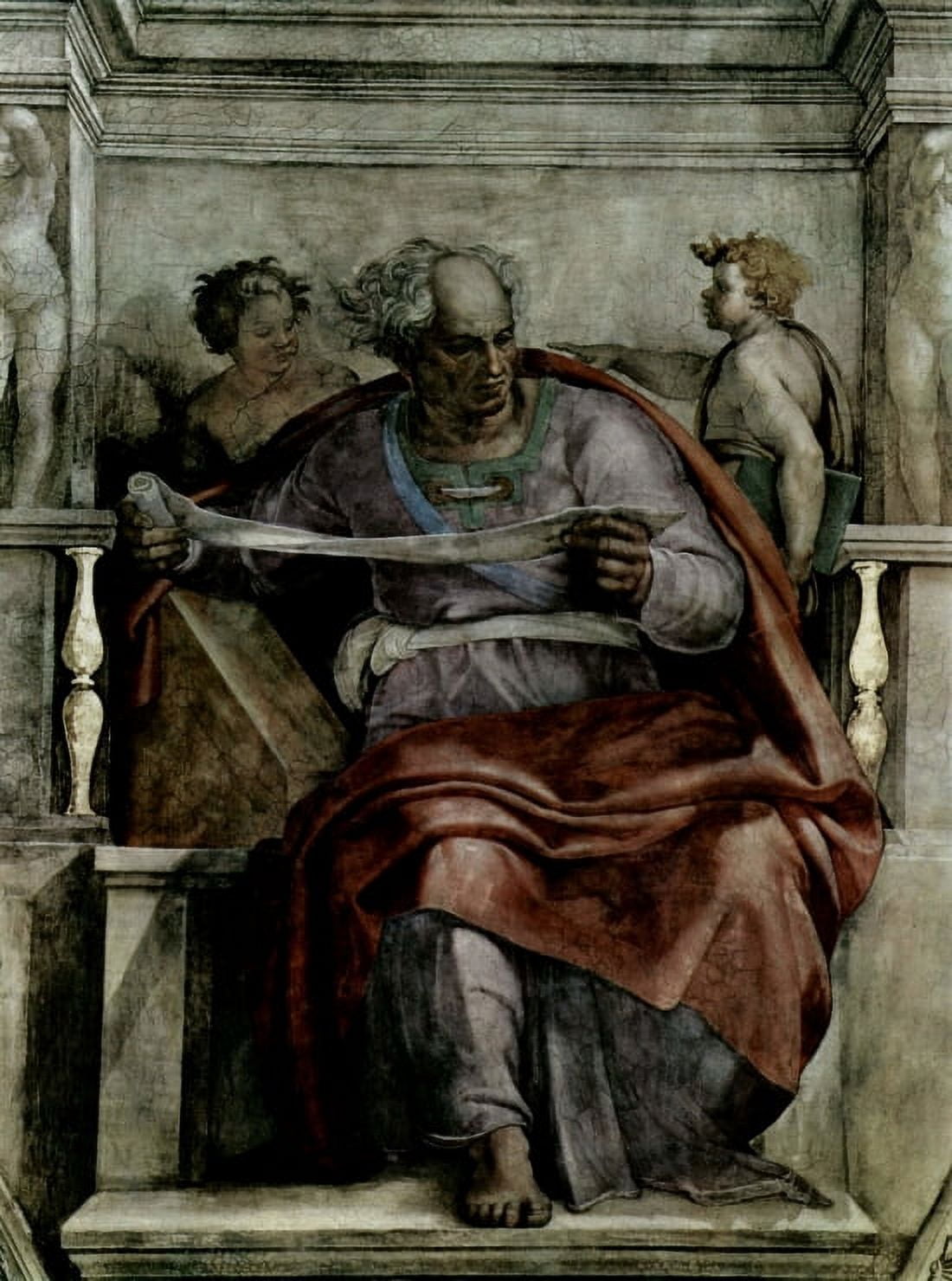 Ceiling Fresco For The Creation Story The Prophet Joe Canvas Art - Michelangelo Buonarroti (24 x 36)