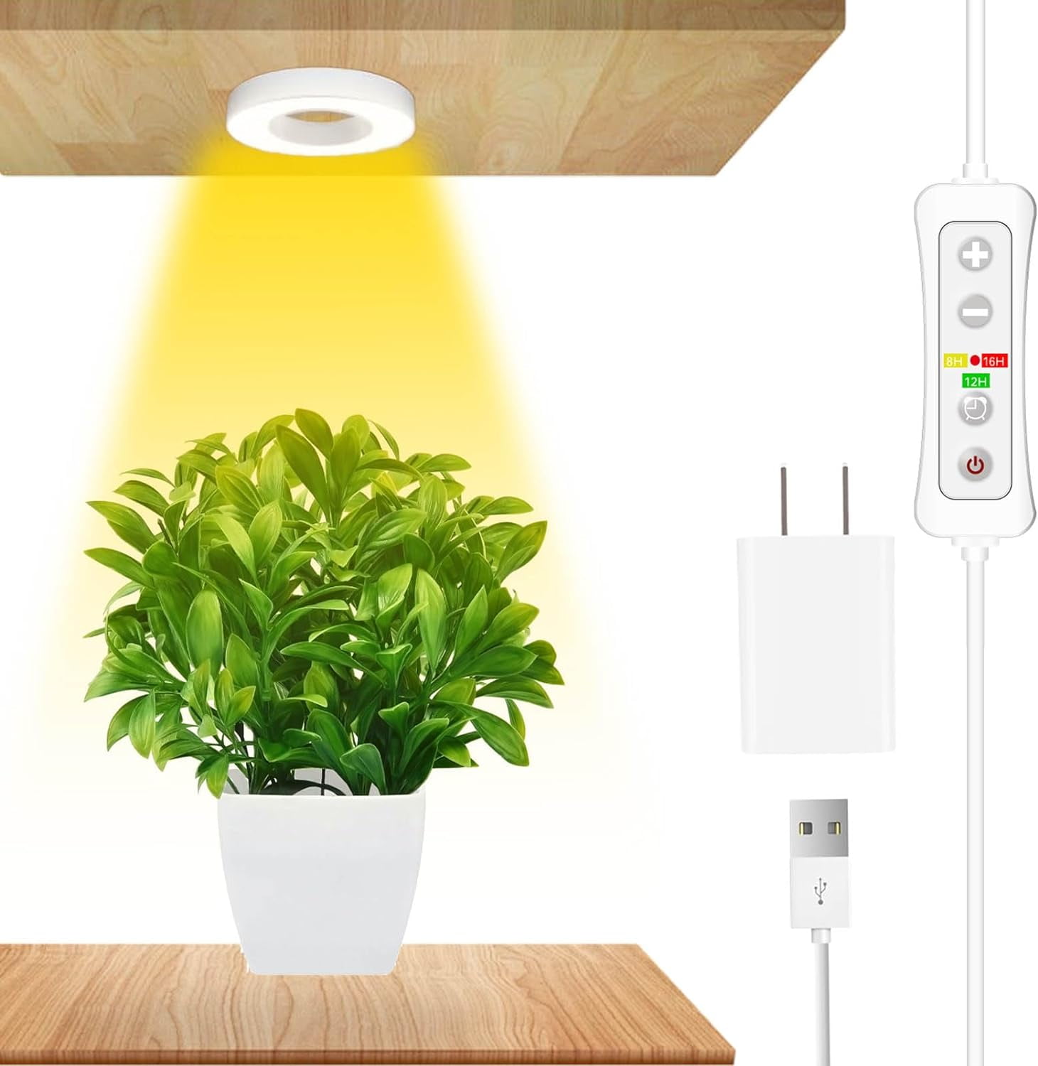 Ceiling Grow Light for Indoor Plants, 48 LEDs Full Spectrum Halo Plant