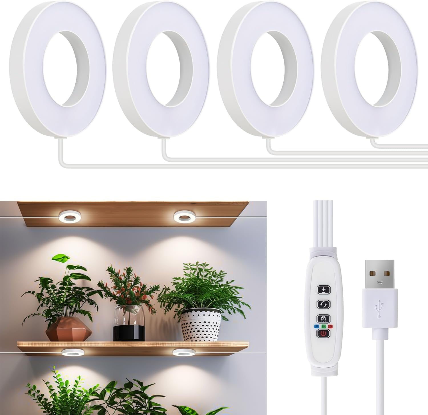 Ceiling Grow Lights for Indoor Plants, 192 LEDs Full Spectrum Halo LED ...