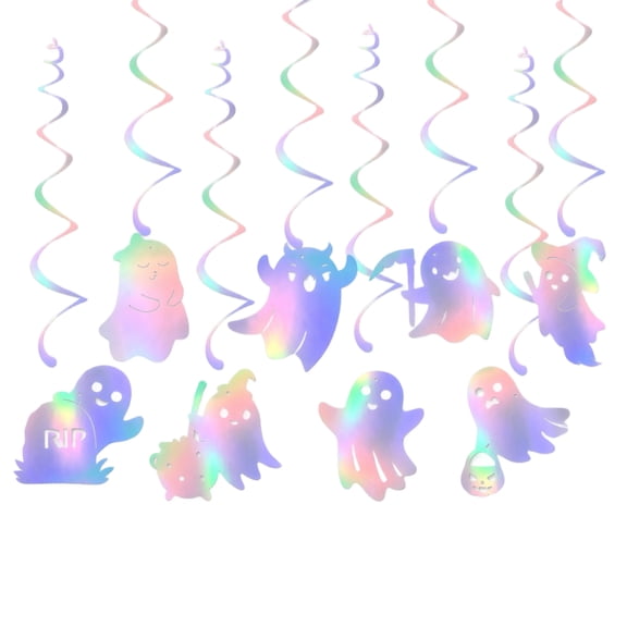 Ceiling Hanging Decor Iridescent Ghost Hanging Swirls 16 Piece Set for Indoor Halloween Party Home Classroom Porch Decor