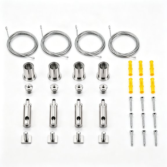 Ceiling Hanging Wire Cable Kit, 1m/3.3ft 4 Set Adjustable Ceiling Suspension Cables, Stainless Steel Hanging Rope for LED Light Panels, Signage, Picture Display