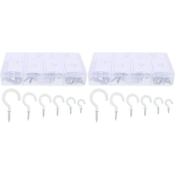 Ceiling Hooks 140 pcs Screw Ceiling Vinyl Coated Mug Hanger Screw in Hook Bracket j Hooks for Hanging Hooks White Screw Metal Hangers