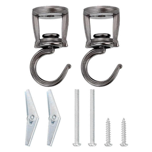 Ceiling Hooks, 2 Pack - Metal Ceiling Hooks for Hanging Plants, Screw-in Plant Hooks for Ceiling (Black)