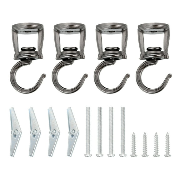 Ceiling Hooks, 4 Pack - Metal Ceiling Hooks for Hanging Plants, Screw-in Plant Hooks for Ceiling (Black)