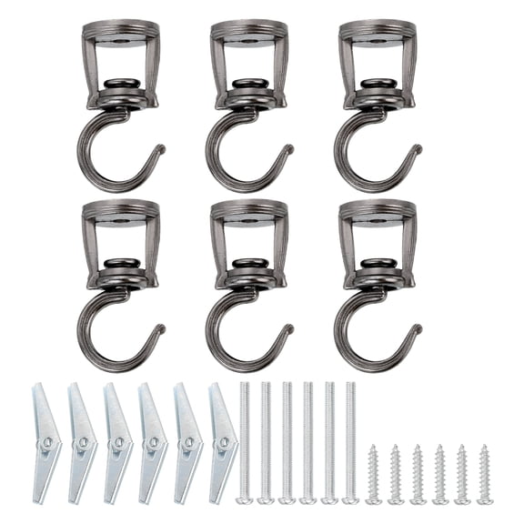 Ceiling Hooks, 6 Pack - Metal Ceiling Hooks for Hanging Plants, Screw-in Plant Hooks for Ceiling (Black)