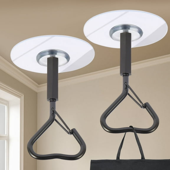 Ceiling Hooks Adhesive 4 Pack Heavy Duty Stick on Hooks for Hanging Plants Curtains Strong No Drill Outdoor Sticky Ceiling Hanger-Black