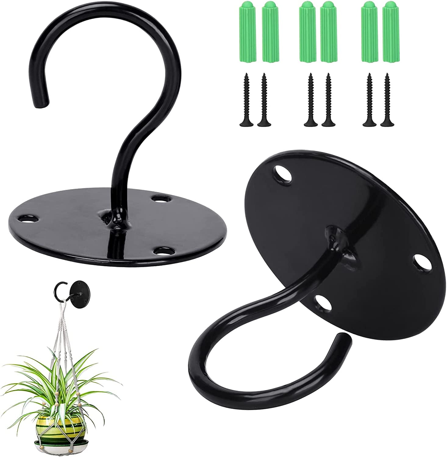 Ceiling Hooks for Hanging Plants(2 Pack), Heavy Duty Metal Wall Mounted ...
