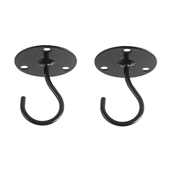 Ceiling Hooks for Hanging Plants, Metal Plant Hanger Bracket Wall Mount Hooks for Hanging Bird Feeders, Lanterns, Wind Chimes, Planters, Indoor&Outdoor Decoration Hooks (2-Pack) (Black)