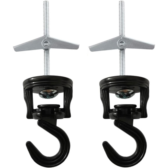 Ceiling Hooks for Hanging Plants Swag Ceiling Hooks Swivel Hook with Screw Bolt, Zinc Plated Screw Spring Toggle Wings for Ceiling Installation Cavity Wall Fixing (2 Sets Black)