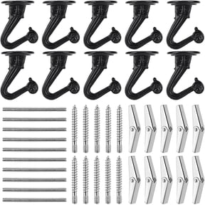 Ceiling Hooks Heavy Duty Metal Swag Hook with Hardware and Toggle Wings for Hanging Plants Ceiling Installation Cavity Wall Fixing Black DEWEL 10 Sets