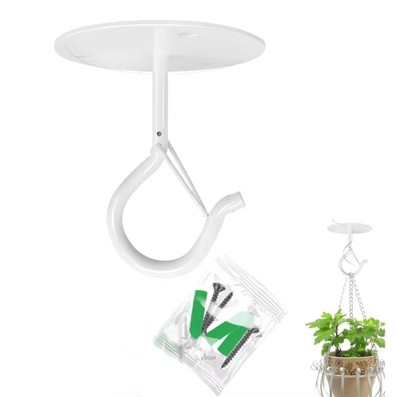 Ceiling Hooks with 3 Screws, Heavy Duty Ceiling Hanger for Hanging Plants, Lights, Lanterns, Decorative Items, Indoor Outdoor Use, White 1pc