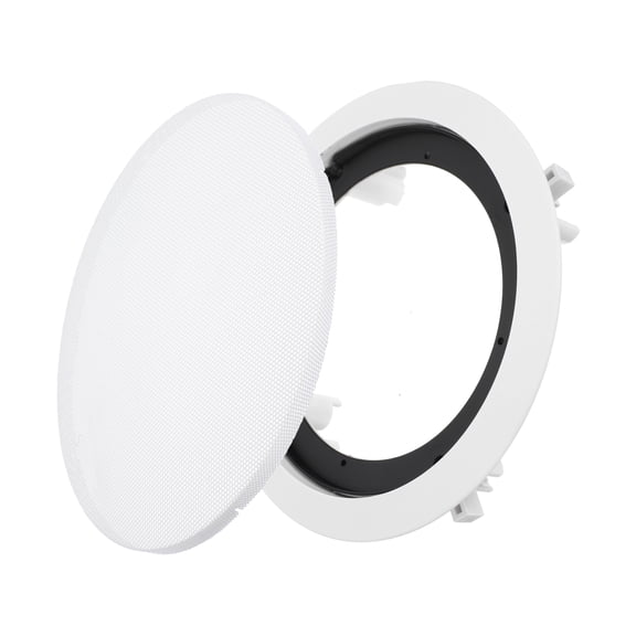 Ceiling In-Wall Speaker Grille Cover and Base, 6.5 Inch White Round Metal Covers