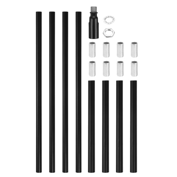 Ceiling Lamp Extension Rod M10x300mm+M10x150mm - 8 Pcs Straight Pipe Lamp Stems Rod Kit Sloped Ceiling Adapter, for Chandeliers Pendant Light Downrods Island Lighting, Black