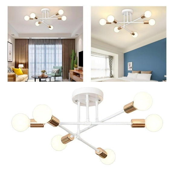 Ceiling Lamp Semi Flush Mount Ceiling Light 6-Light Modern Ceiling Light Sputnik White Gold 1