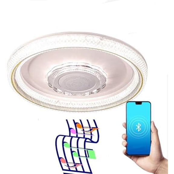 Ceiling Light, 19" LED RGB Light with Bluetooth Speaker, Dimmable Lighting, Bluetooth App & Remote Control, Acrylic Light Cover, Night Mode for Bedroom, Living Room$$Tools & Hardware Other