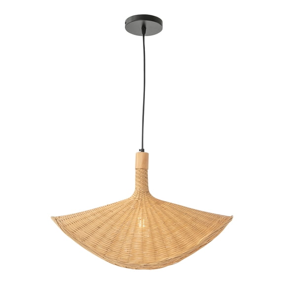Ceiling Light, 50cm Woven Bamboo Rattan Pendant Light with Open Weave Design, Single E26 Socket Hanging Lamp for Kitchen, Bedroom