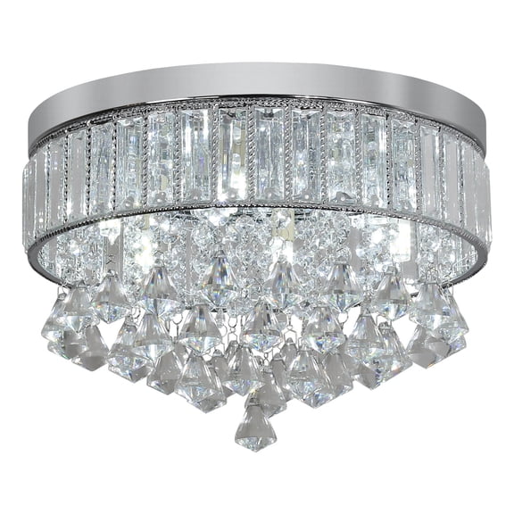 Ceiling Light, 6-Light G9 Base Silver Crystal Flush Mount Chandelier, 14 Inch Modern Pendant Light for Living Room Bedroom
