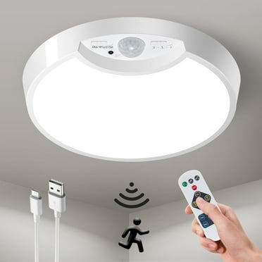 Ceiling Light Battery Operated, Motion Sensor LED Lights for Kitchen, Bedroom, Bathroom, Hallway, Garage, Shower, Rechargeable Powered Ceiling Lamp with Remote Wireless 7.5"/400LM /6500K