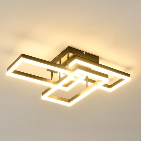Ceiling Light Black Square Flush Mount Lamp Remote Control Rectangle (Bulb Not Included)