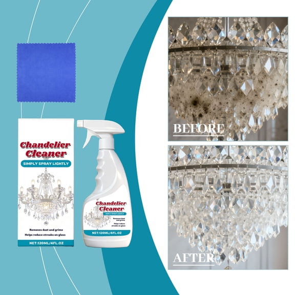 Ceiling Light Cleaning Spray 120ml No-Disassembly Chandelier Cleaner Mist Dust Grease Remover Lamp Fixture Crystal Glass Safe Cleaning Solution with Towel Home Maintenance Kit