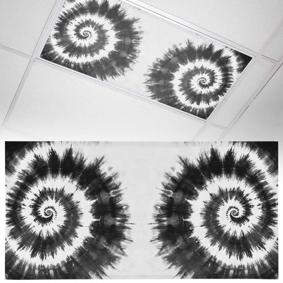 Ceiling Light Cover for Classroom, Abstract Explosion Tie Dye Magnetic Fluorescent Light Covers Filter for School,Office, 2X4 FT, Pack of 1, Black White