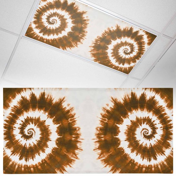 Ceiling Light Cover for Classroom, Abstract Explosion Tie Dye Magnetic Fluorescent Light Covers Filter for School,Office, 2X4 FT, Pack of 1, Brown White