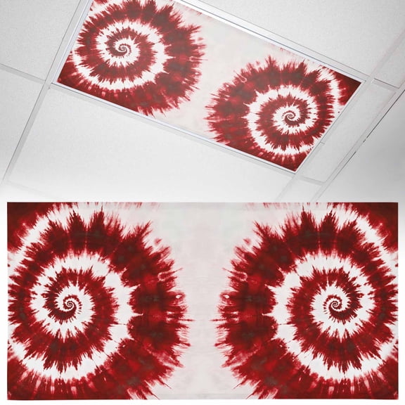 Ceiling Light Cover for Classroom, Abstract Explosion Tie Dye Magnetic Fluorescent Light Covers Filter for School,Office, 2X4 FT, Pack of 1, Red White