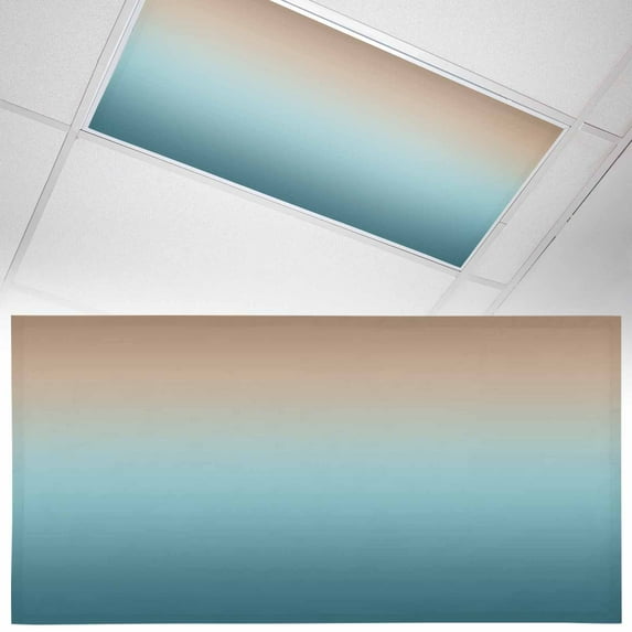 Ceiling Light Cover for Classroom, Brown Turquoise Gradient Magnetic Fluorescent Light Covers Filter for School,Office, 2X4 FT, Pack of 1, Abstract Watercolor