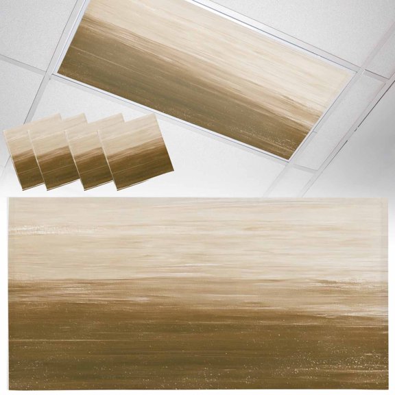 Ceiling Light Cover for Classroom, Brown White Brush Stroke Textured Magnetic Fluorescent Light Covers Filter for School,Office, 2X4&nbsp; FT, Pack of 4, Abstract Modern