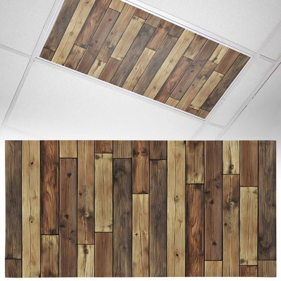Ceiling Light Cover for Classroom, Rustic Farmhouse Magnetic Fluorescent Light Covers Filter for School,Office, 2X4&nbsp; FT, Pack of 1, Brown Wood Textured