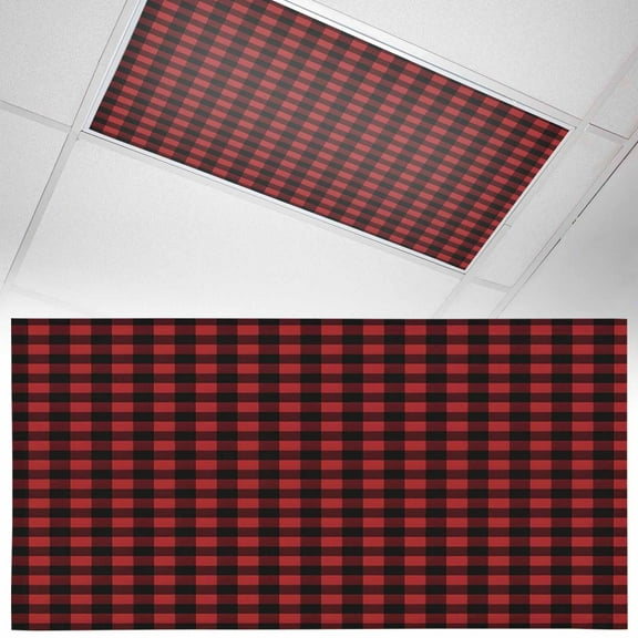 Ceiling Light Cover for Classroom, Rustic Red Black Buffalo Check Plaid Pattern Magnetic Fluorescent Light Covers Filter for School,Office, 2X4&nbsp; FT, Pack of 1, Christmas