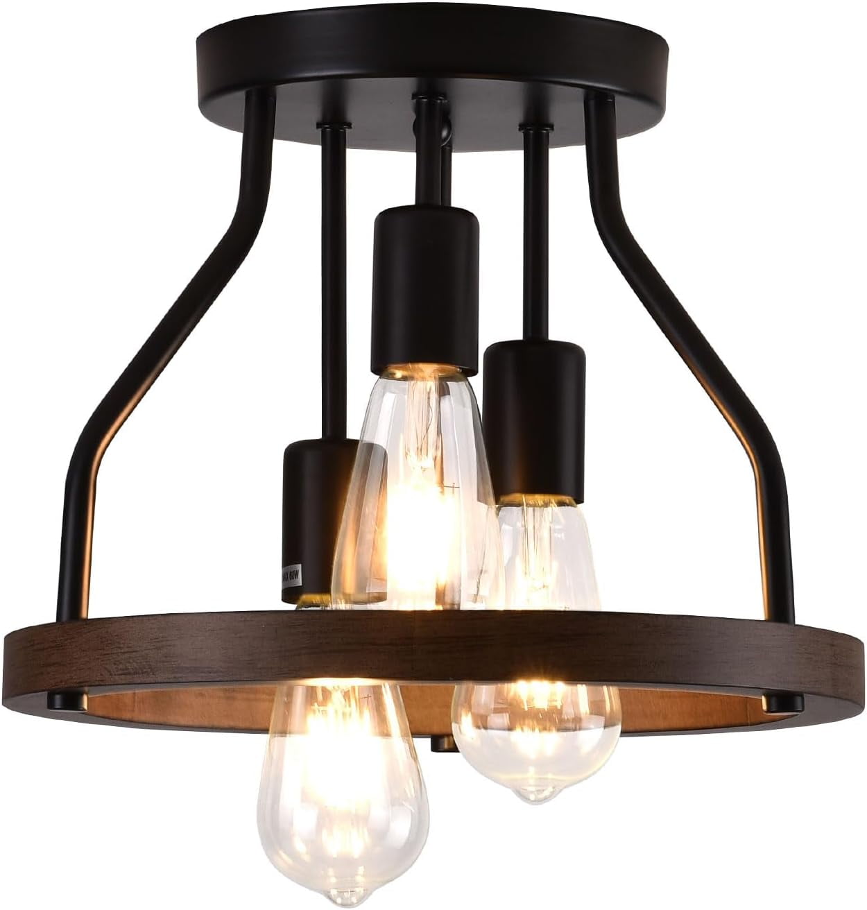 Ceiling Light Fixture, 3 Lights Rustic Dining Room Light Fixture Farmhouse Retro Ceiling Light Industrial Kitchen Fixture for Hallway Porch Corridor Bedroom
