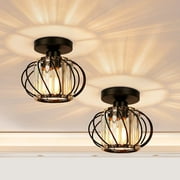 Ceiling Light Fixtures Flush Mount Crystal Lighting,Semi Flush Mount Light for Bathroom Hallway,2 Pack