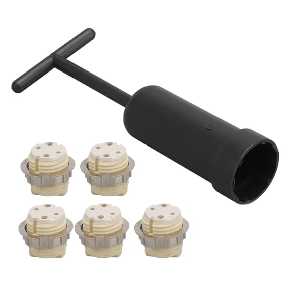 Ceiling Light Fixtures G9 Ceramic Lamp Holder, Mini Spring Mechanism High Temperature Resistance G9 Bulb Base Socket 5Pcs Lightweight Firm with Socket Ring Removal Tool for Spotlights