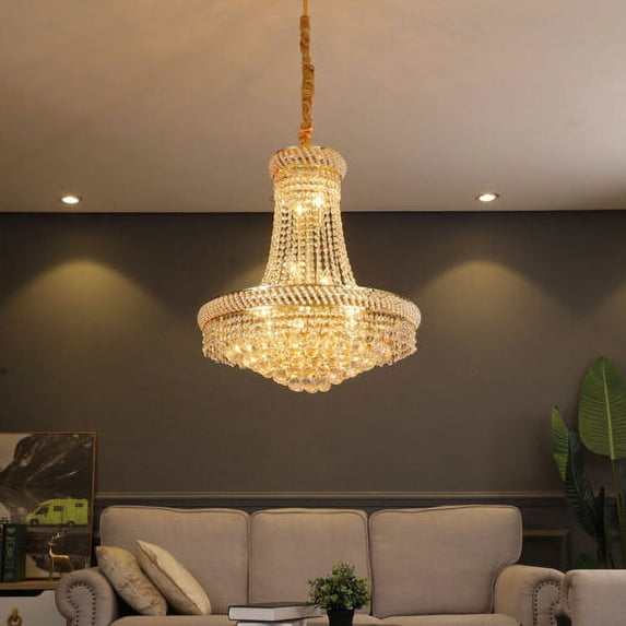 Ceiling Light K9 Crystal Chandelier Luxury French Empire Large Foyer Gold Hotel